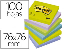 6 blocs de 100 notas adhesivas quita y pon Post-it 76x76mm. ultra intenso surtido